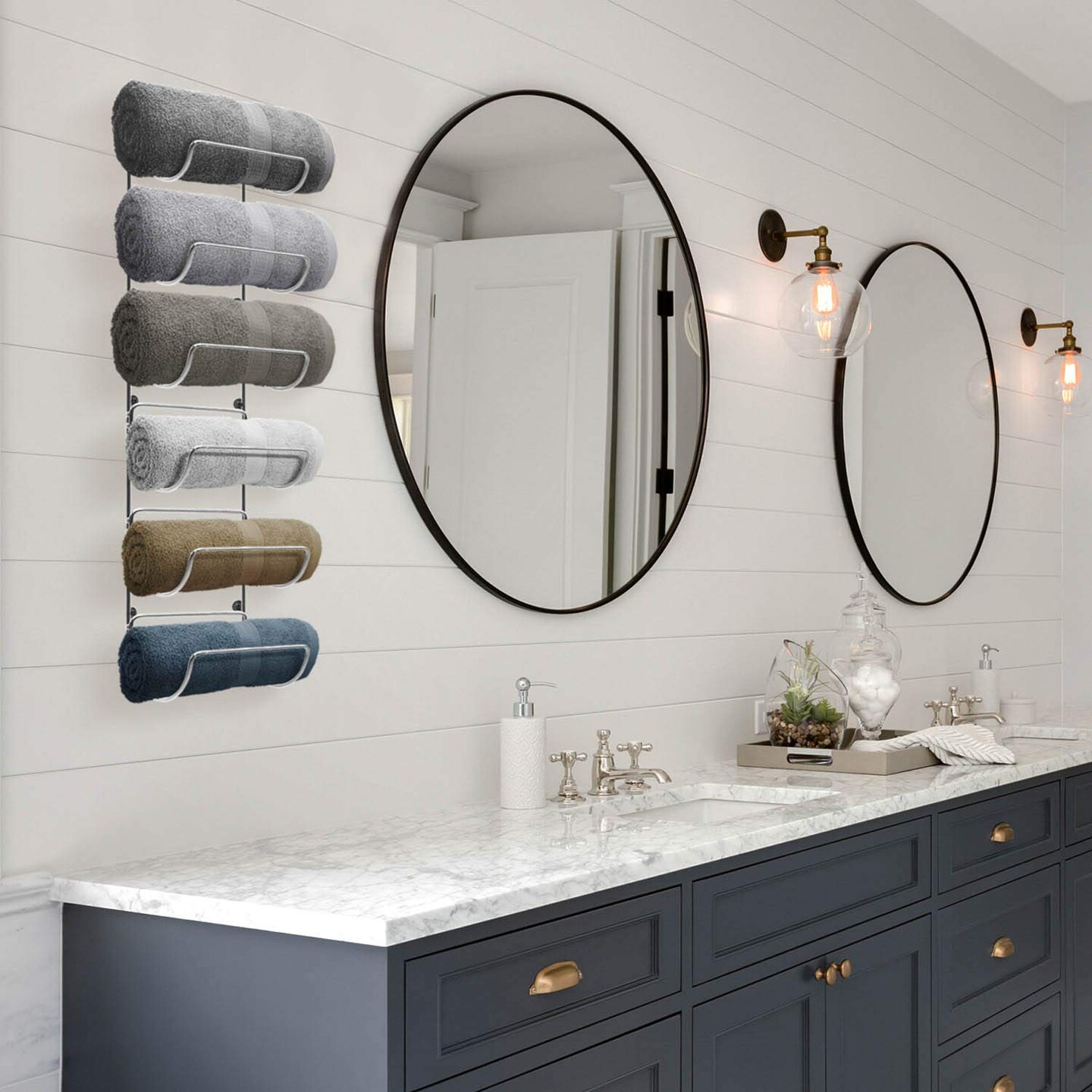Sorbus Metal Wall Mounted Bathroom Towel Rack - Organizer for Towels, Washcloths, Hand Towels, Linens, Ideal for Bathroom, Spa, Salon