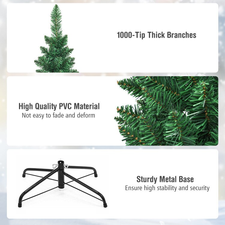 5/6/7/8/9ft PVC Artificial Slim Pencil National Christmas Tree with Metal Stand