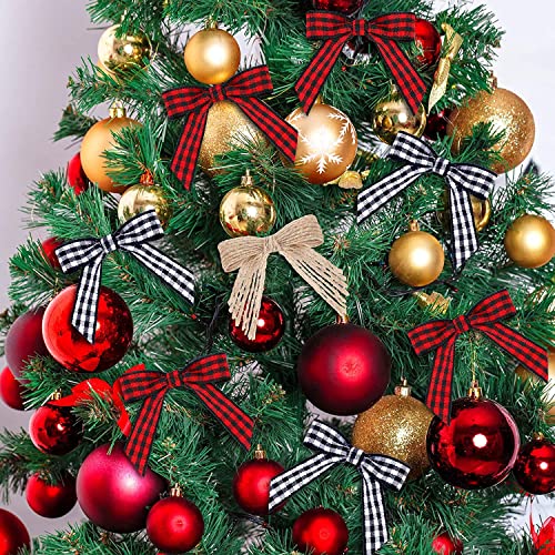 7Rainbows 30pcs Boutique 2.5" Burlap Ribbon Bows Craft Twist Tie Bows for Tying Up Packages Gift Wrapping Christmas Tree