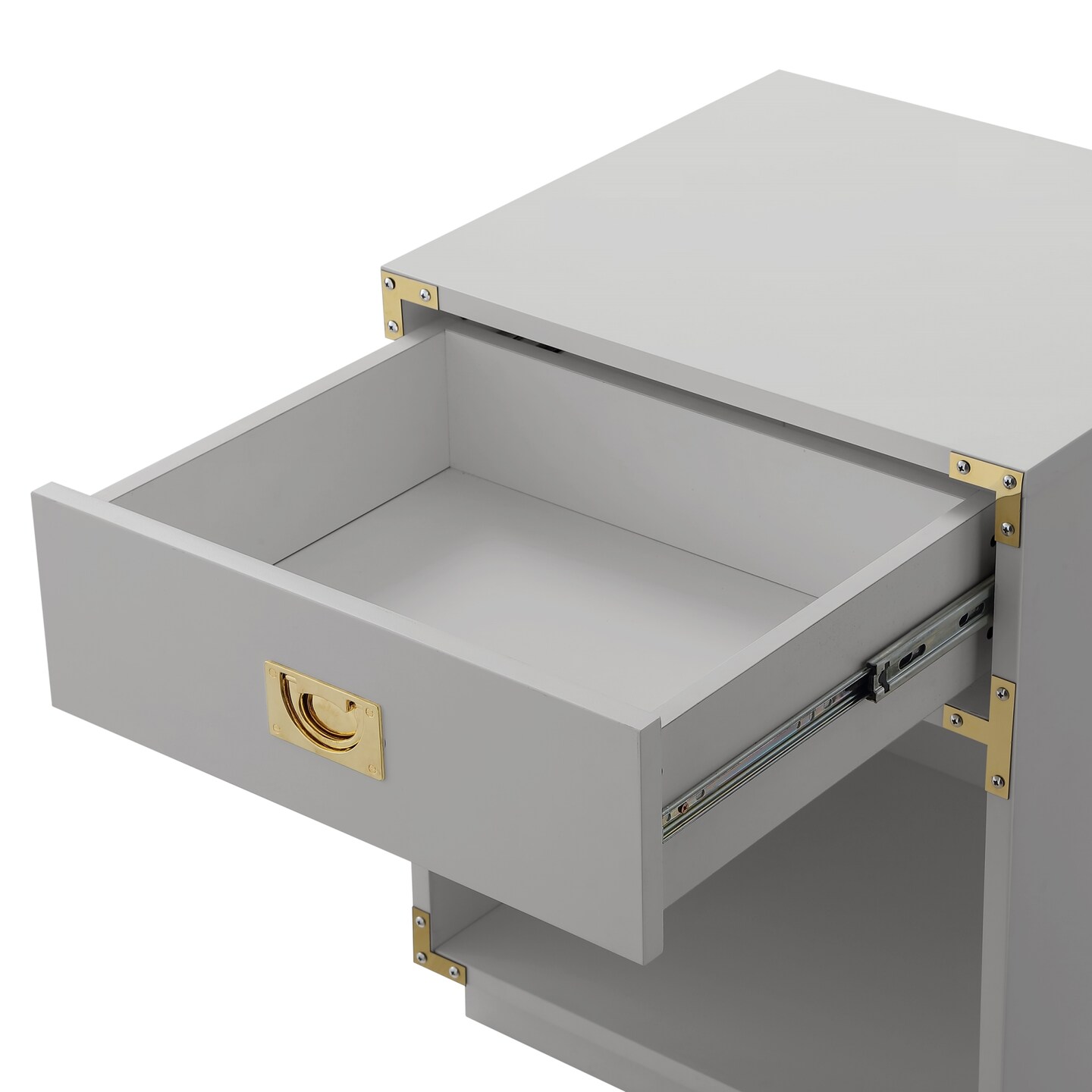 Odrini High Gloss Metal Corner Brackets Accent/Side Table/Nightstand