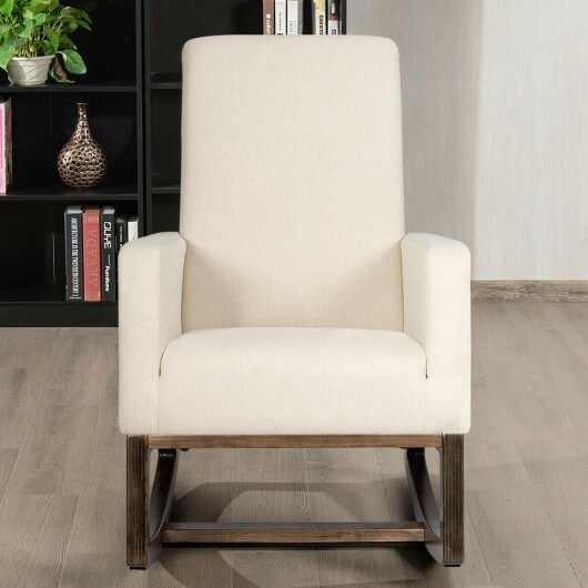 Mid Century Rocking Chair Retro Modern Fabric Upholstered Relax Rocker