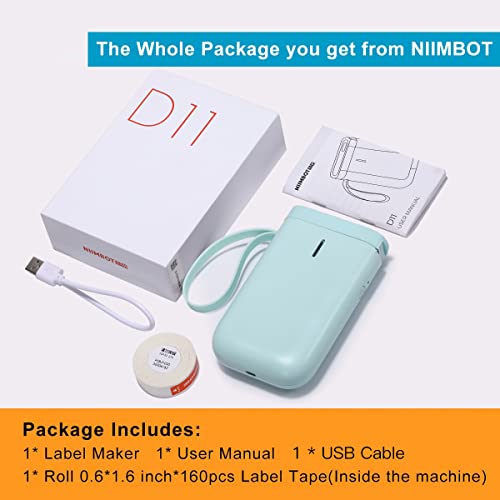 Label Maker Machine D11 Label Printer Tape Included Portable Wireless Connection Multiple Templates Available for Phone Easy to Use Office Home Organization USB Rechargeable