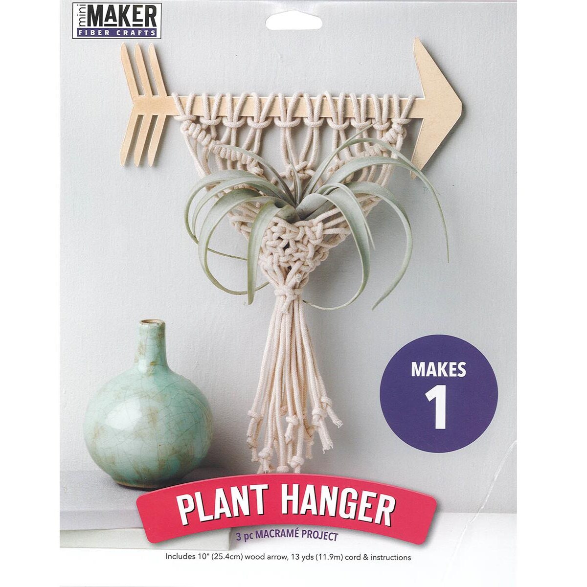 Leisure Arts Macrame Kit Arrow Plant Hanging, Macrame Kits for Adults Beginners, Macrame Wall Hanger Kit, Macrame Beginners Kit, Macrame Kit, Diy Macrame Kit, Macrame Kit Beginner
