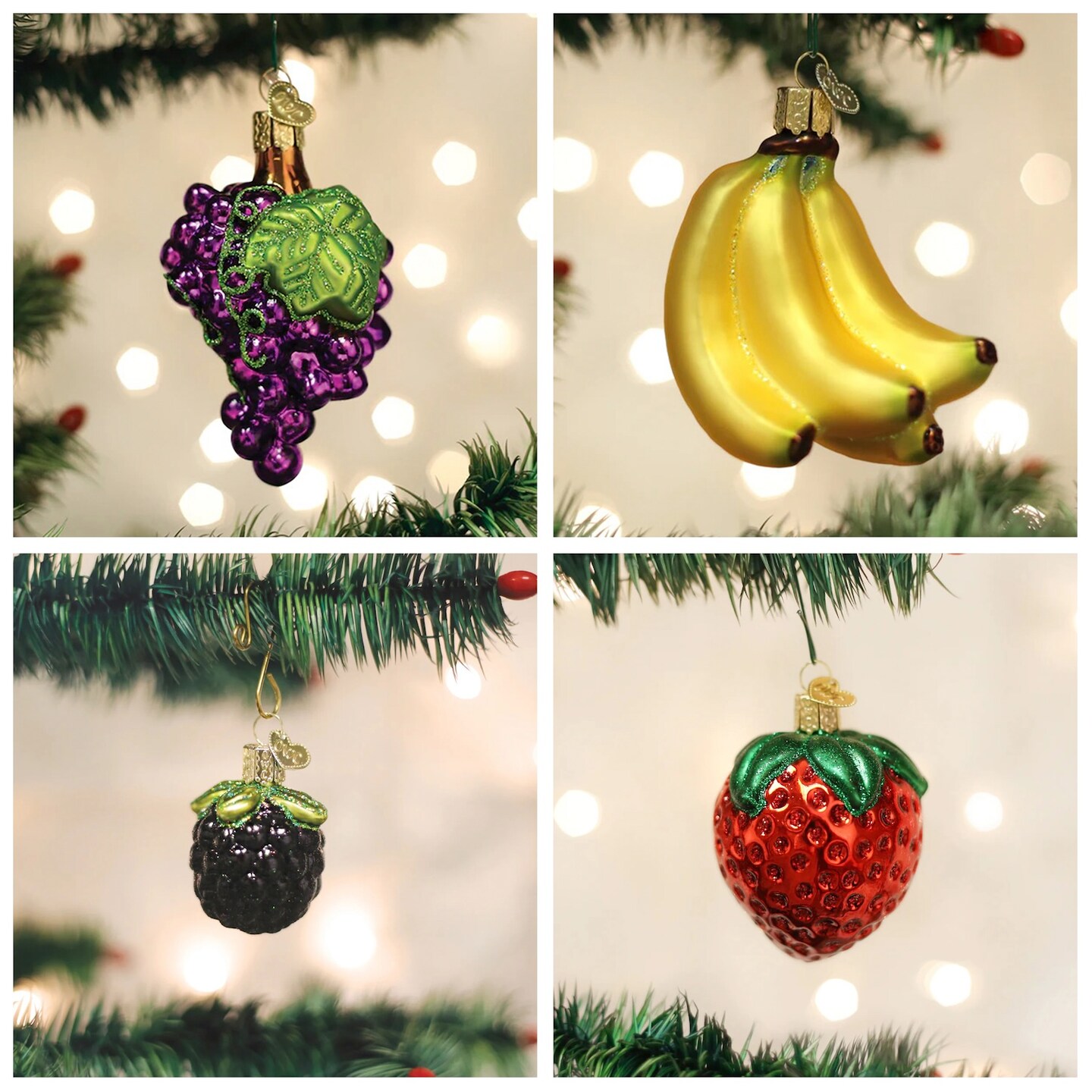 Old World Christmas: Fruit Hanging Ornaments, Set of 8
