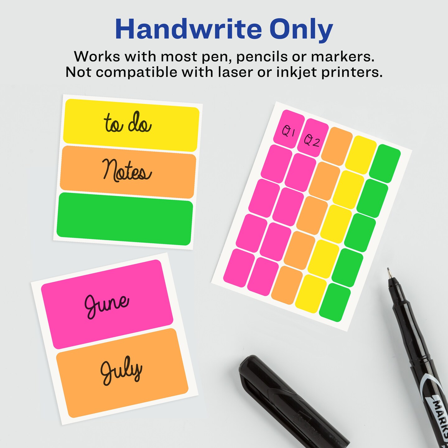 Avery Color-Coding Removable Labels, 1/2&#x22; x 1-3/4&#x22;, Assorted Neon Colors, Non-Printable, 8 Packs, 1,440 Blank Labels Total (21929)