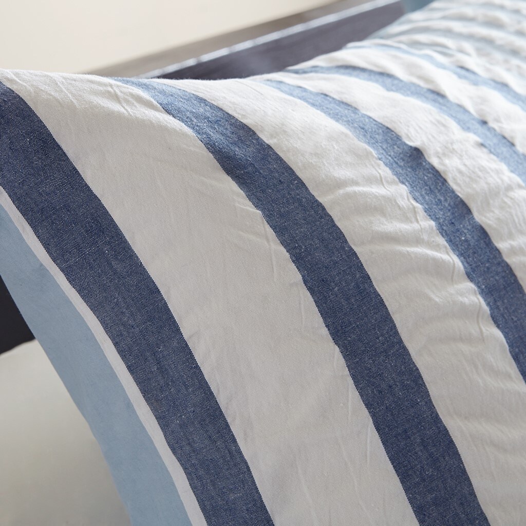 Gracie Mills Santiago Seersucker Striped Cotton Comforter Set - Grace-5232