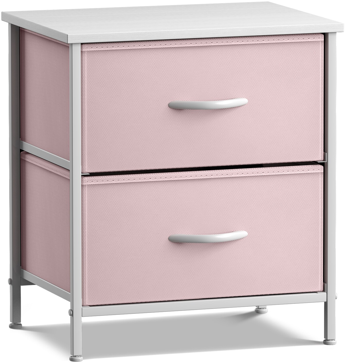 Sorbus Nightstand with 2 Drawers - Steel Frame, Wood Top & Easy Pull Fabric Bins - Great for Home, Bedroom, Office & College Dorm