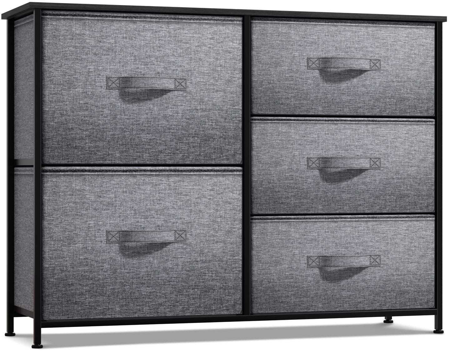 Sorbus Dresser with 5 Drawers - Storage Chest Organizer with Steel Frame, Wood Top, Handles, Fabric Bins