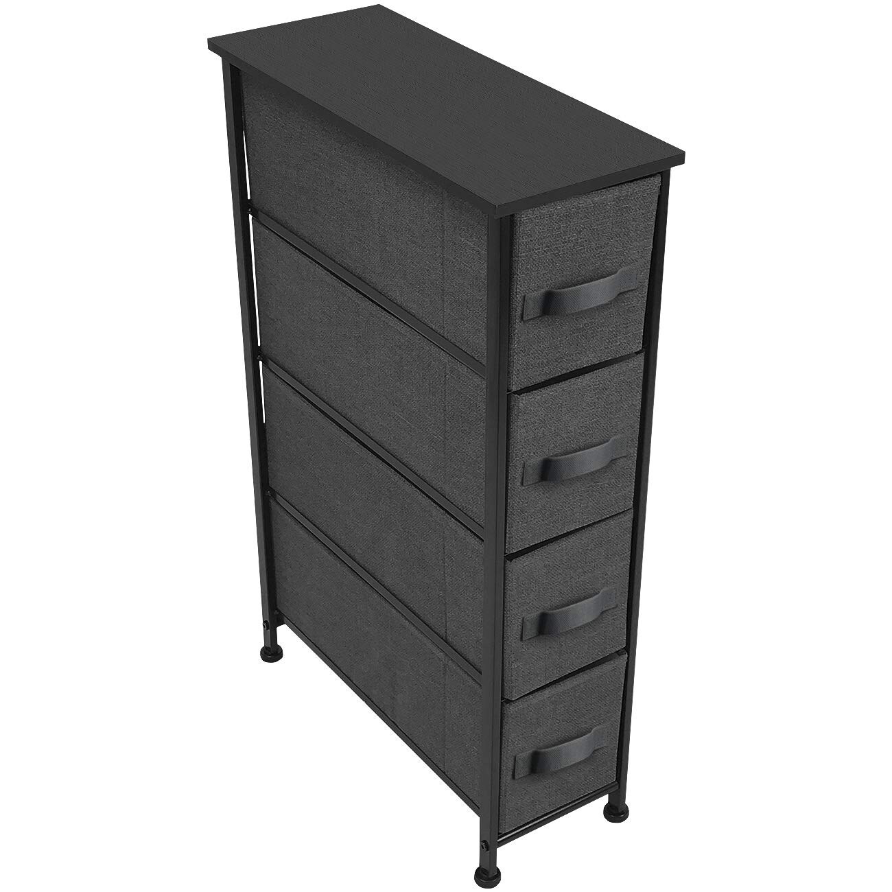 Sorbus 4 Drawers Narrow Dresser - with Steel Frame, Wood Top &#x26; Easy Pull Fabric Bins for Small Spaces, Closets, Bedroom, Bathroom &#x26; Laundry
