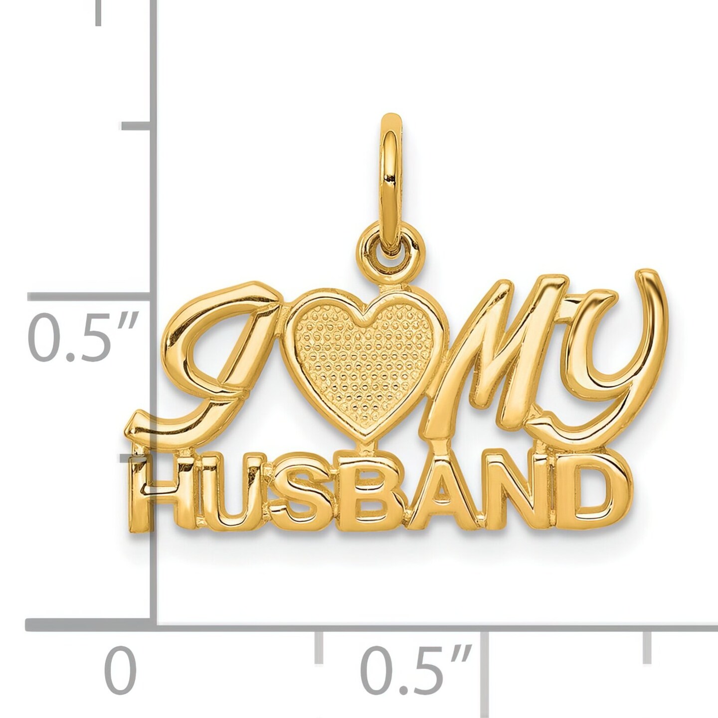 10K Yellow Gold I Love My Husband Charm Pendant Jewelry 18mm x 21mm
