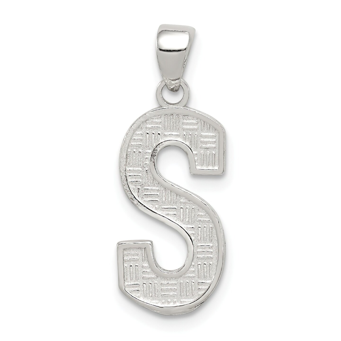 Sterling Silver Initial Letter S Charm Pendant Jewelry 25mm x 9mm