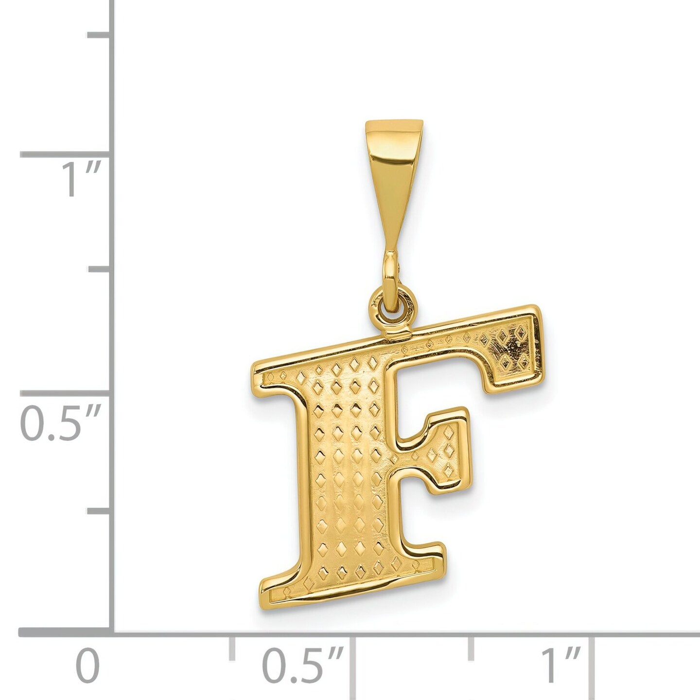 14K Yellow Gold Initial F Charm Letter Pendant Jewelry