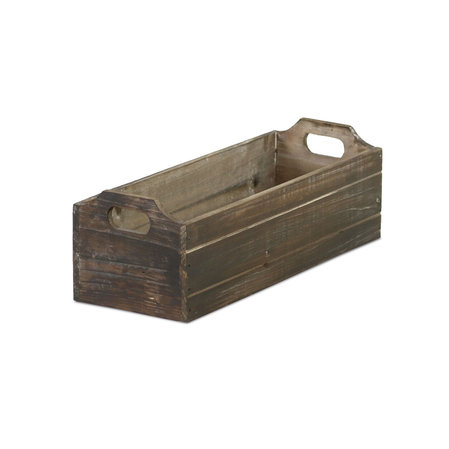 Contemporary Home Living 14" Brown Distressed Finish Ledge Planter with Handles