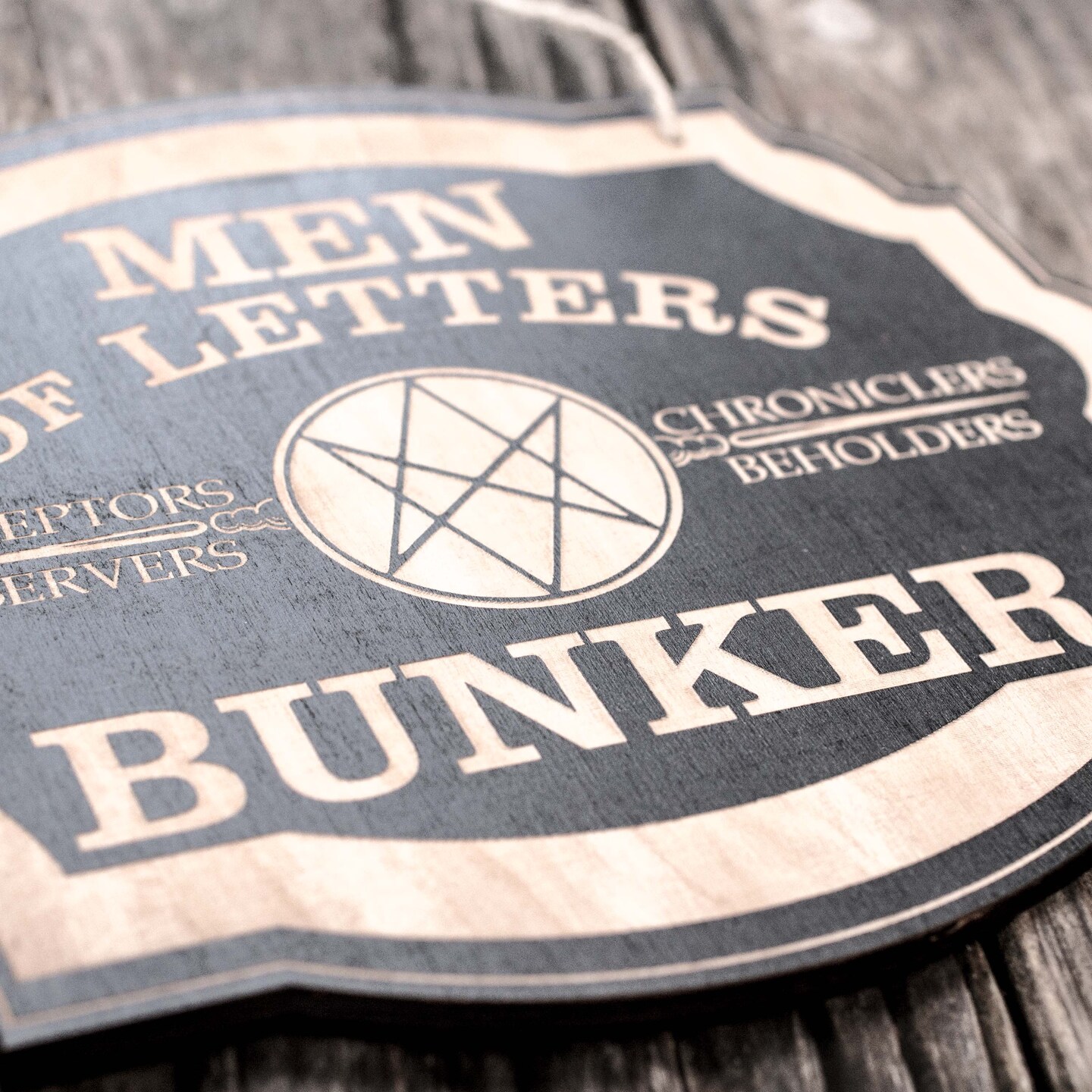 Men of Letters Bunker - Black Door Sign 10x8