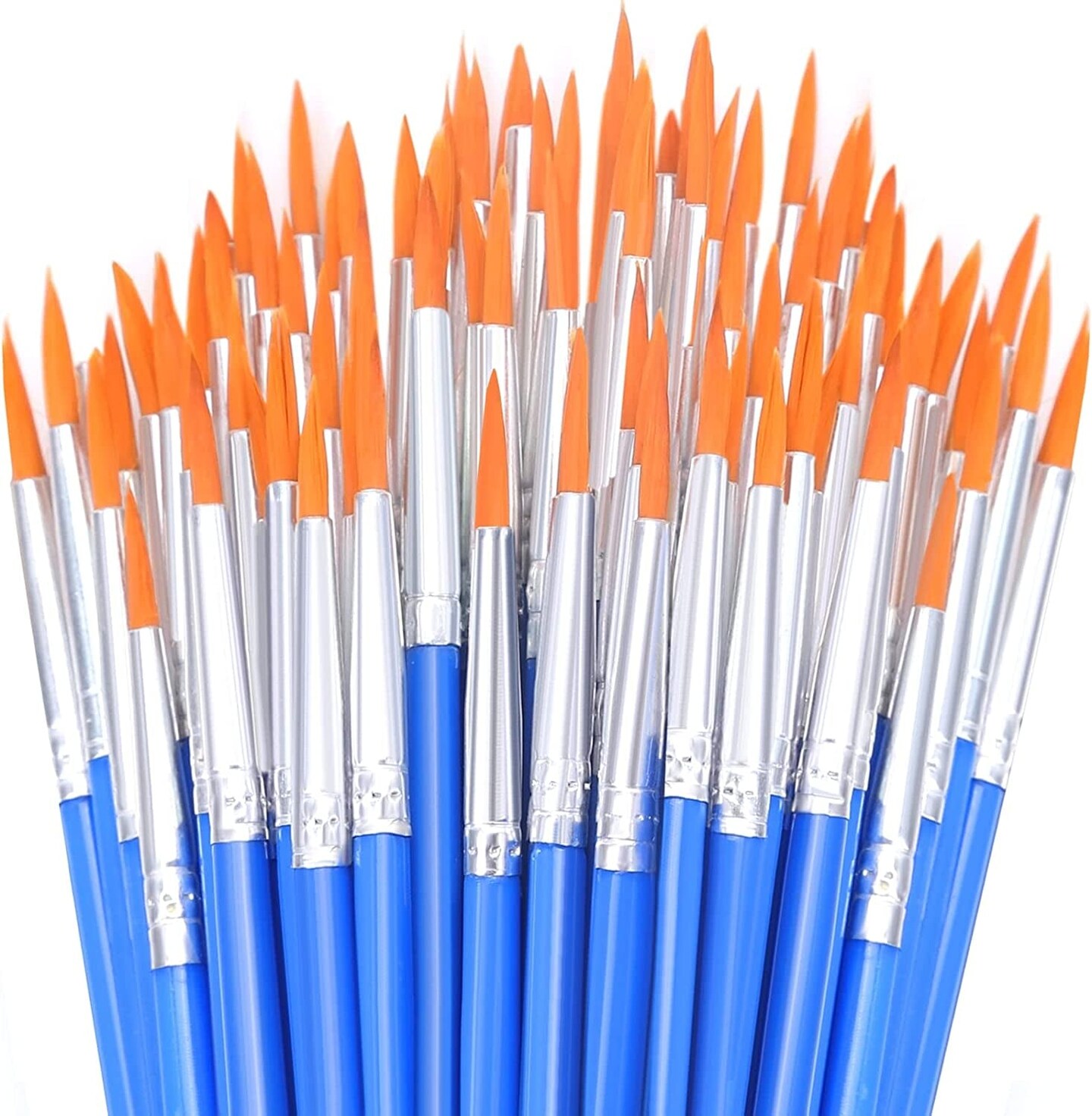 50Pcs Flat Paint Brushes with Nylon Hair Small Brush Bulk for Detail  Paint_EN