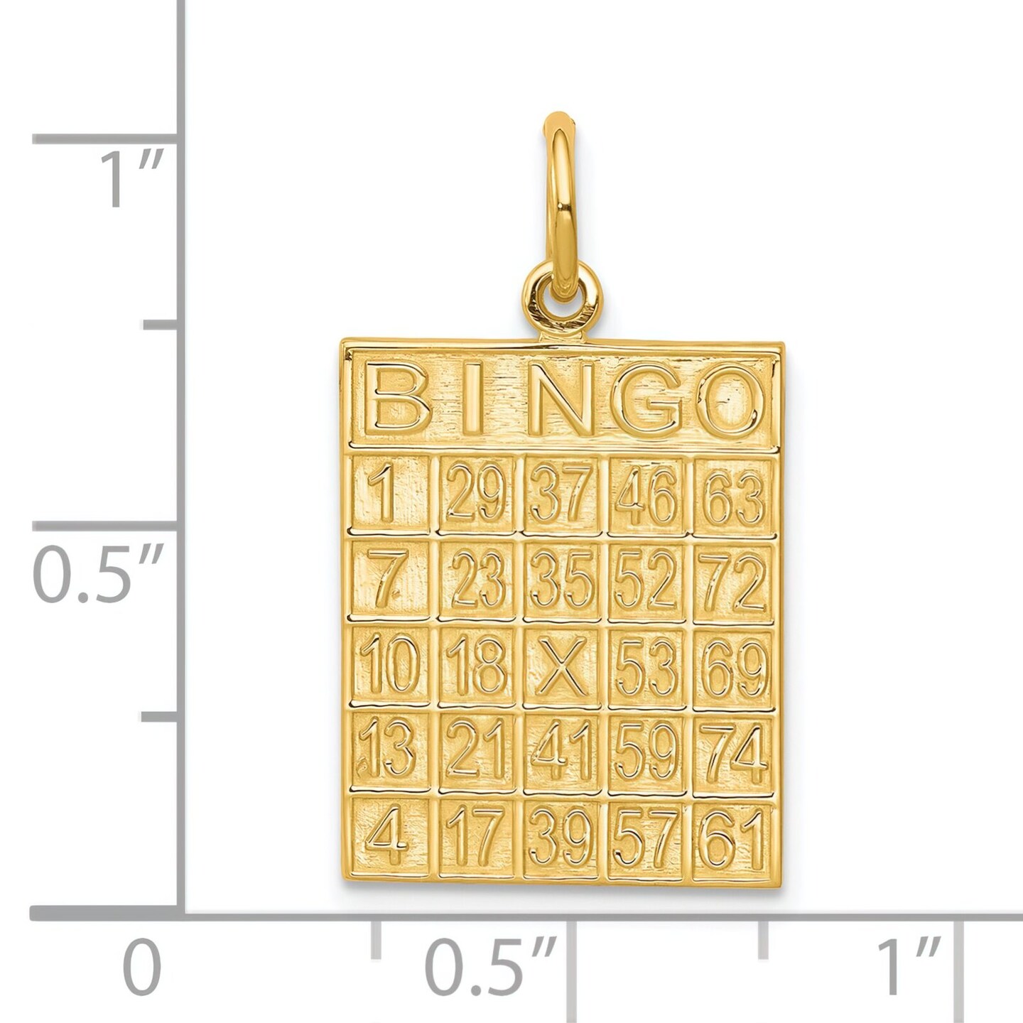 10K Yellow Gold Bingo Card Charm Polished Jewelry New 25 X 15mm