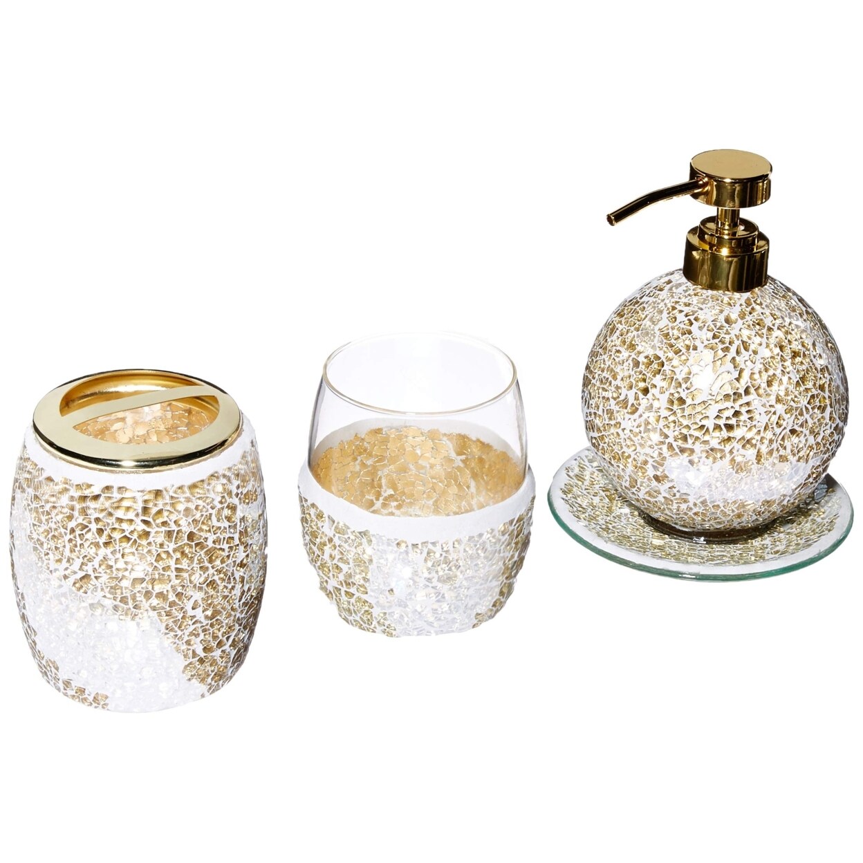 Madison Park Mosaic 4 Piece Bath Accessory Set Gold See below