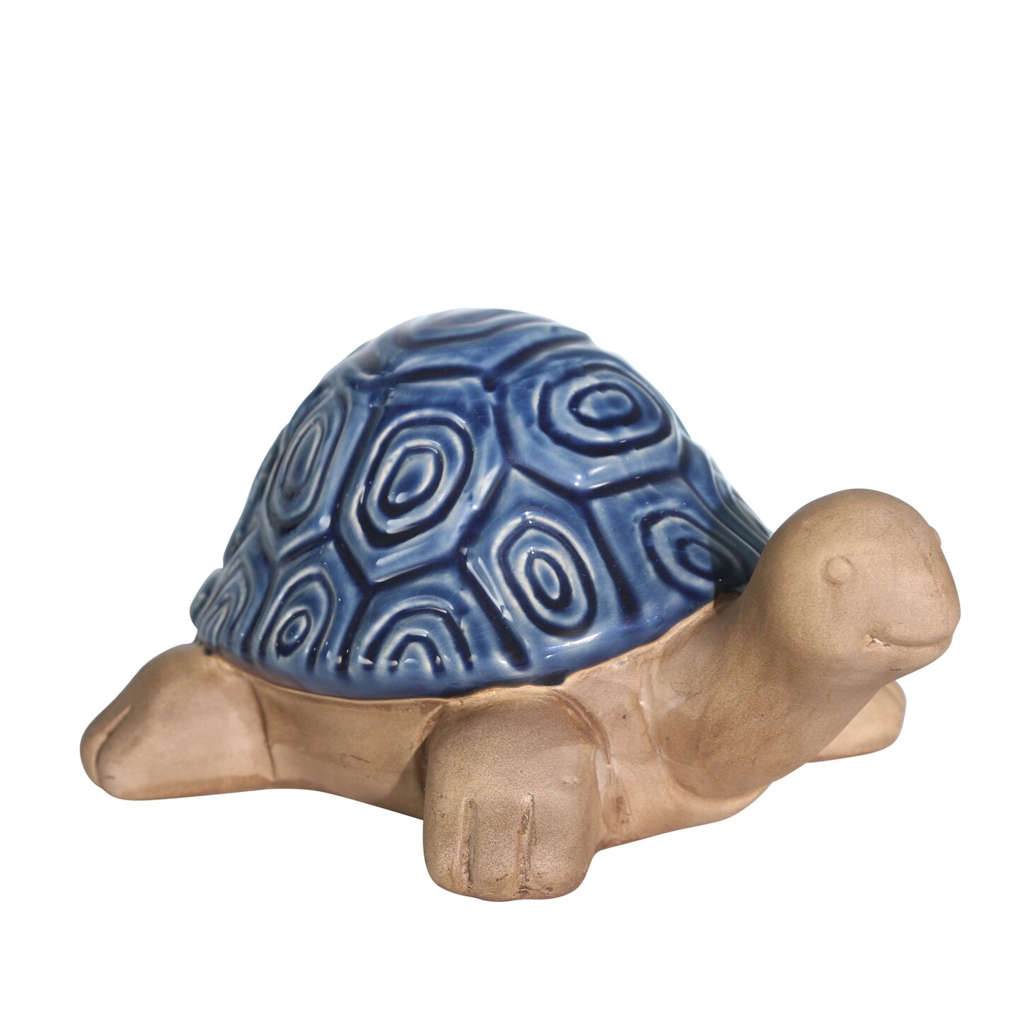 Kingston Living 9.75&#x22; Navy Blue and Beige Ceramic Tortoise
