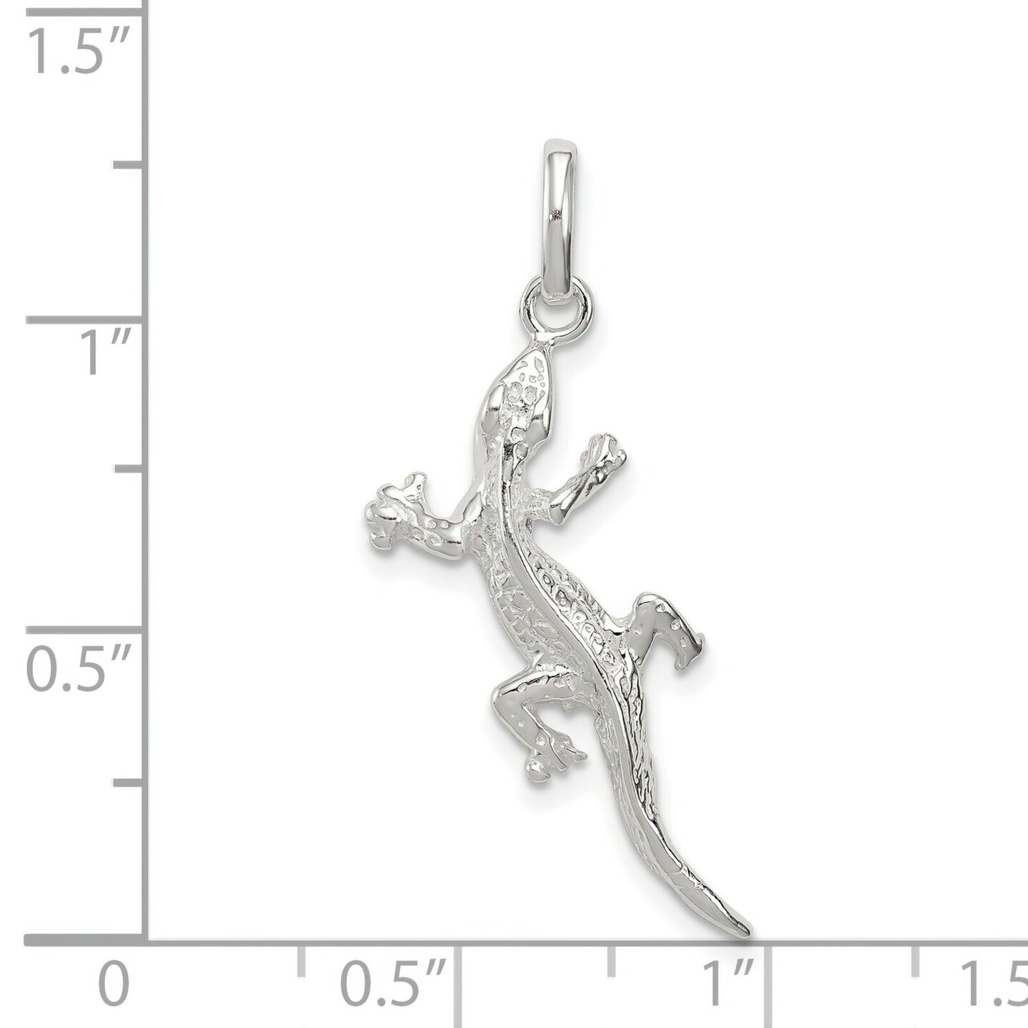 Sterling Silver Lizard Charm Pendant Animal Jewelry 28mm x 11mm