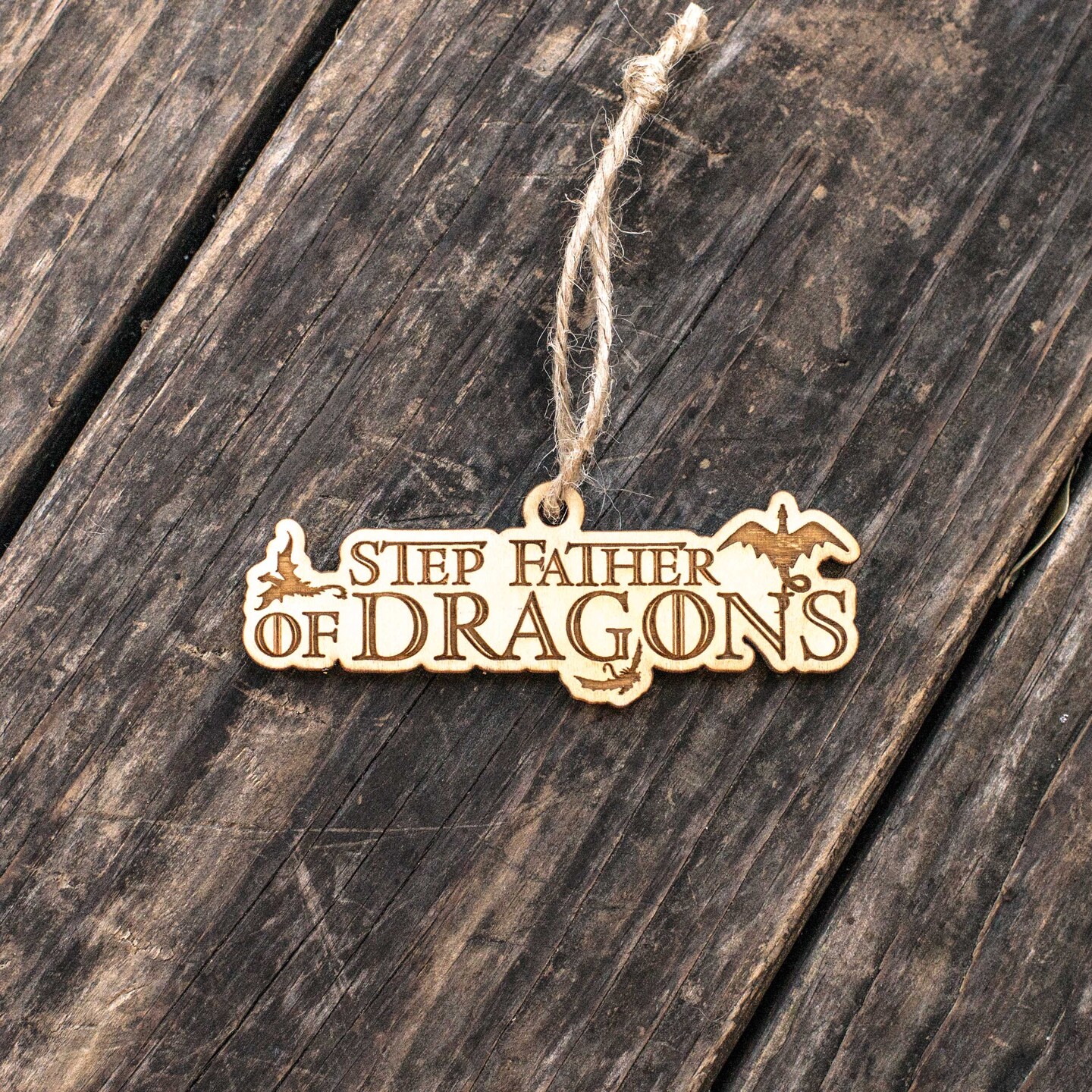 Ornament - Step Father of Dragons - Raw Wood 2x4in Ornament - Step Father of Dragons - Raw Wood 2x4in