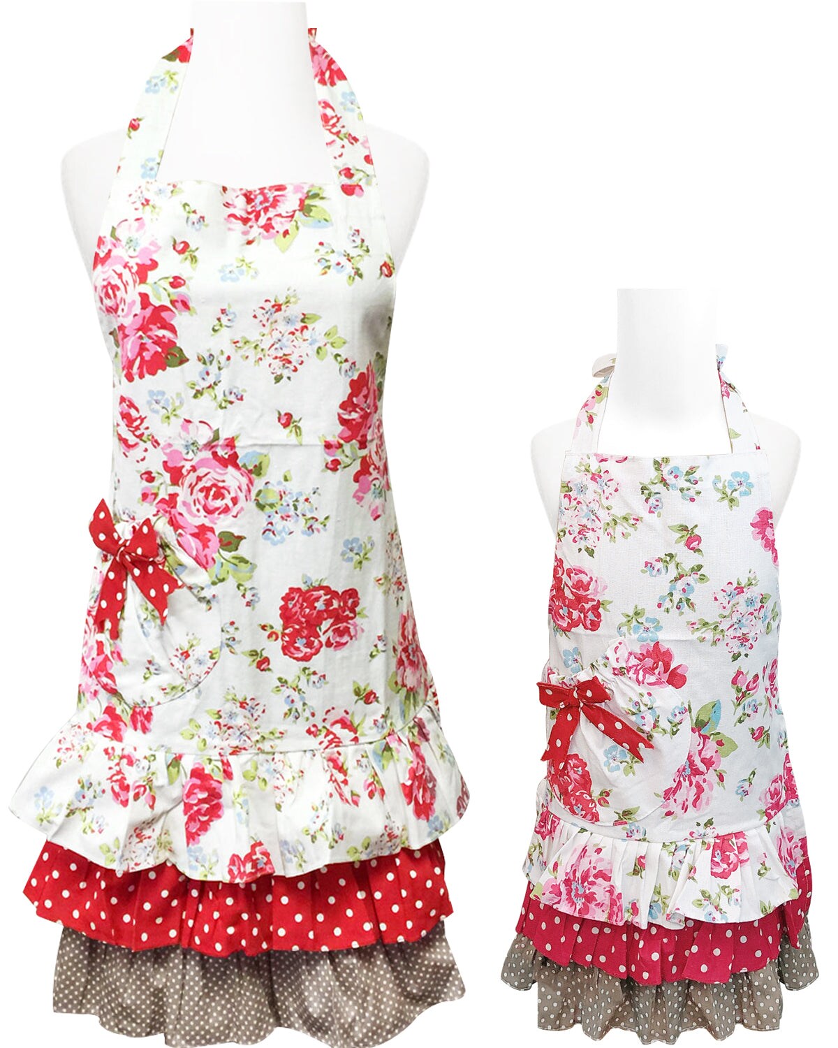 Wrapables Mother and Daughter Ruffles and Roses Apron for Baking, Cooking & Crafts