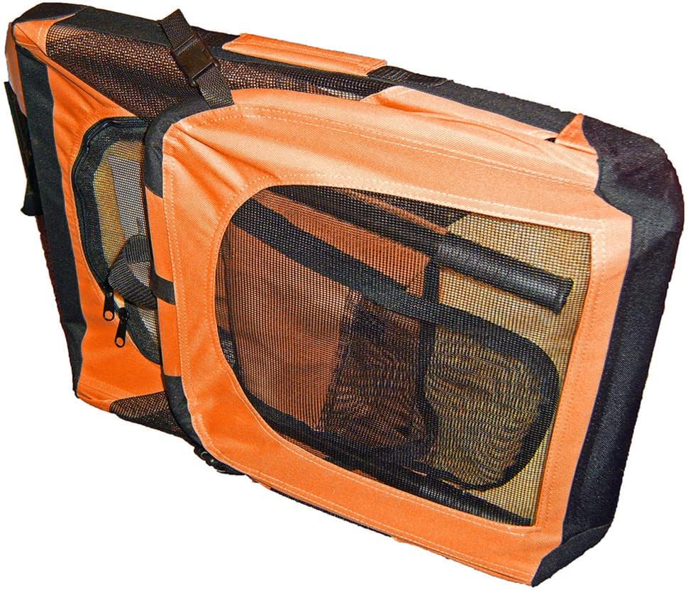 Pet Life Folding Zippered 360&#xB0; Vista View House Pet Crate Orange-XL