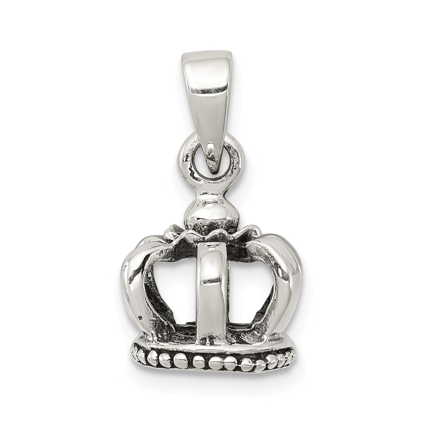 Sterling Silver Antiqued Crown Pendant Charm Jewelry 10mm x 11mm