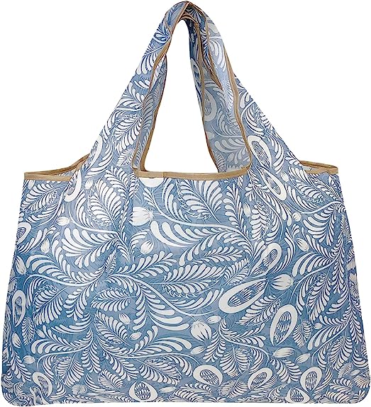 Wrapables Large Foldable Tote Nylon Reusable Grocery Bag, 3 Pack