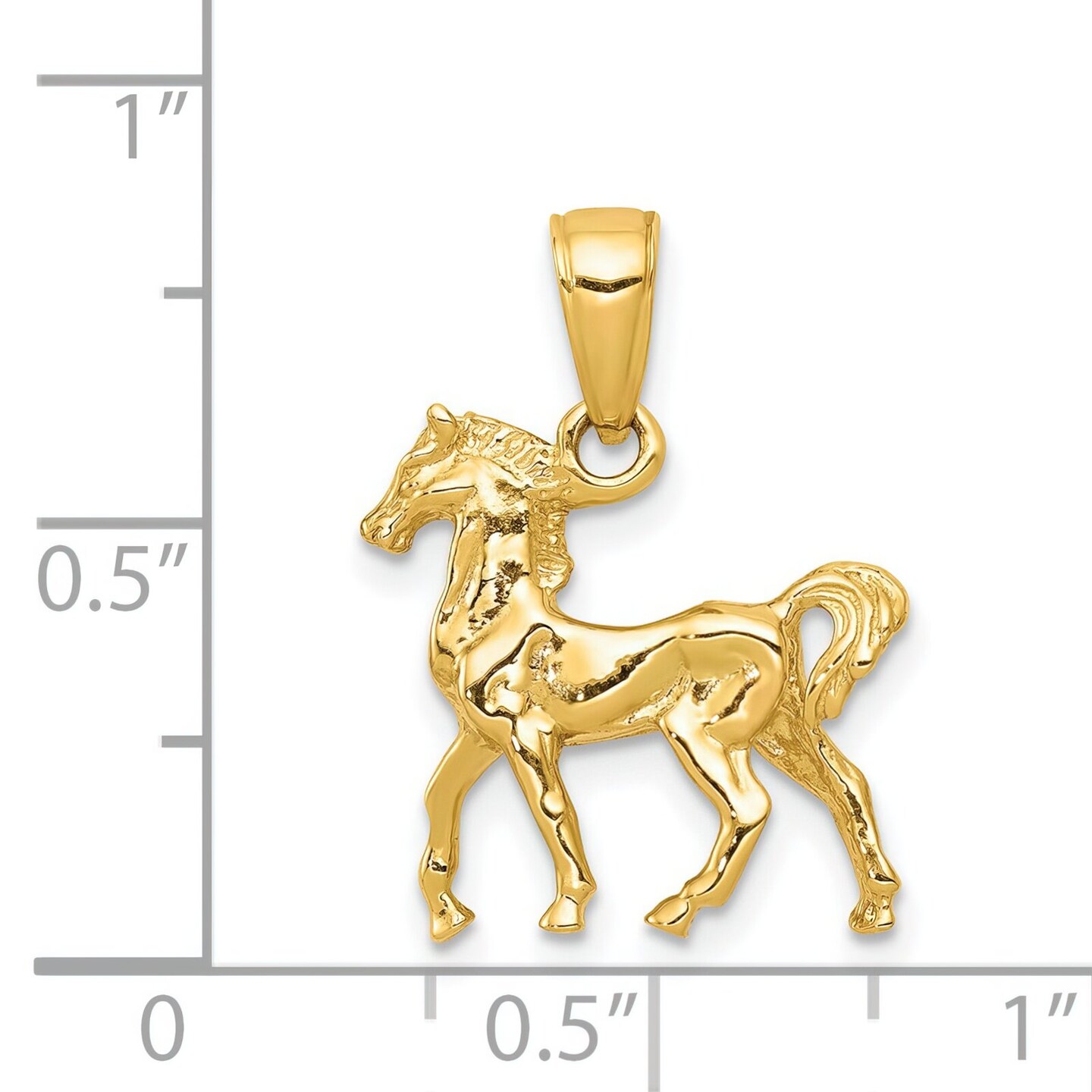 14K Yellow Gold 3D Horse Charm Equestrian Pendant Jewerly 19mm x 16mm