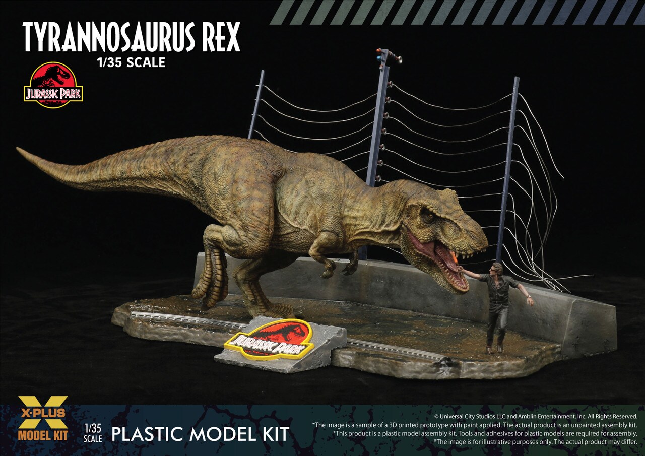X-Plus 1/35 Jurassic Park T-Rex & Malcom Diorama Plastic Model Kit Plastic Model