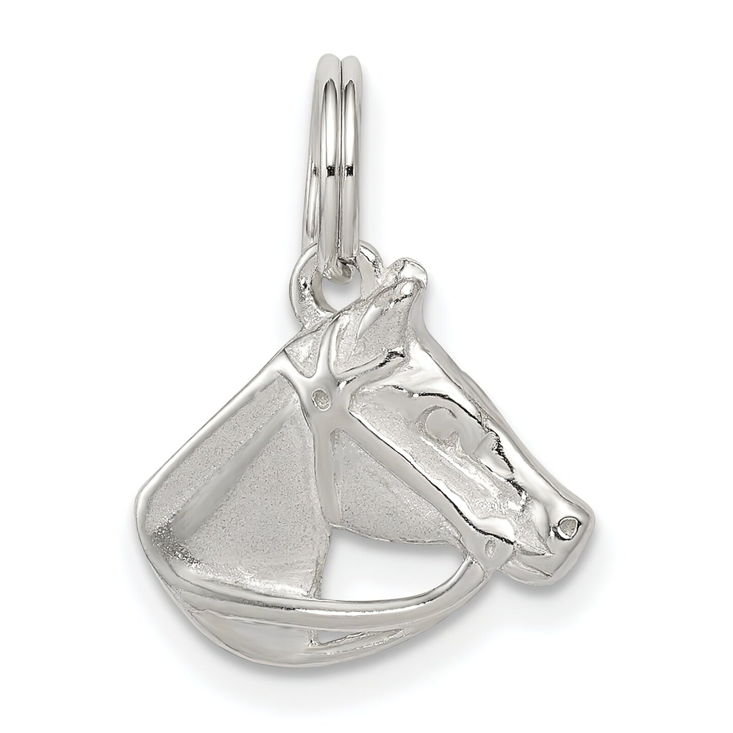 Sterling Silver Horse Head with Bridle Charm Pendant Jewerly 13mm x 14mm