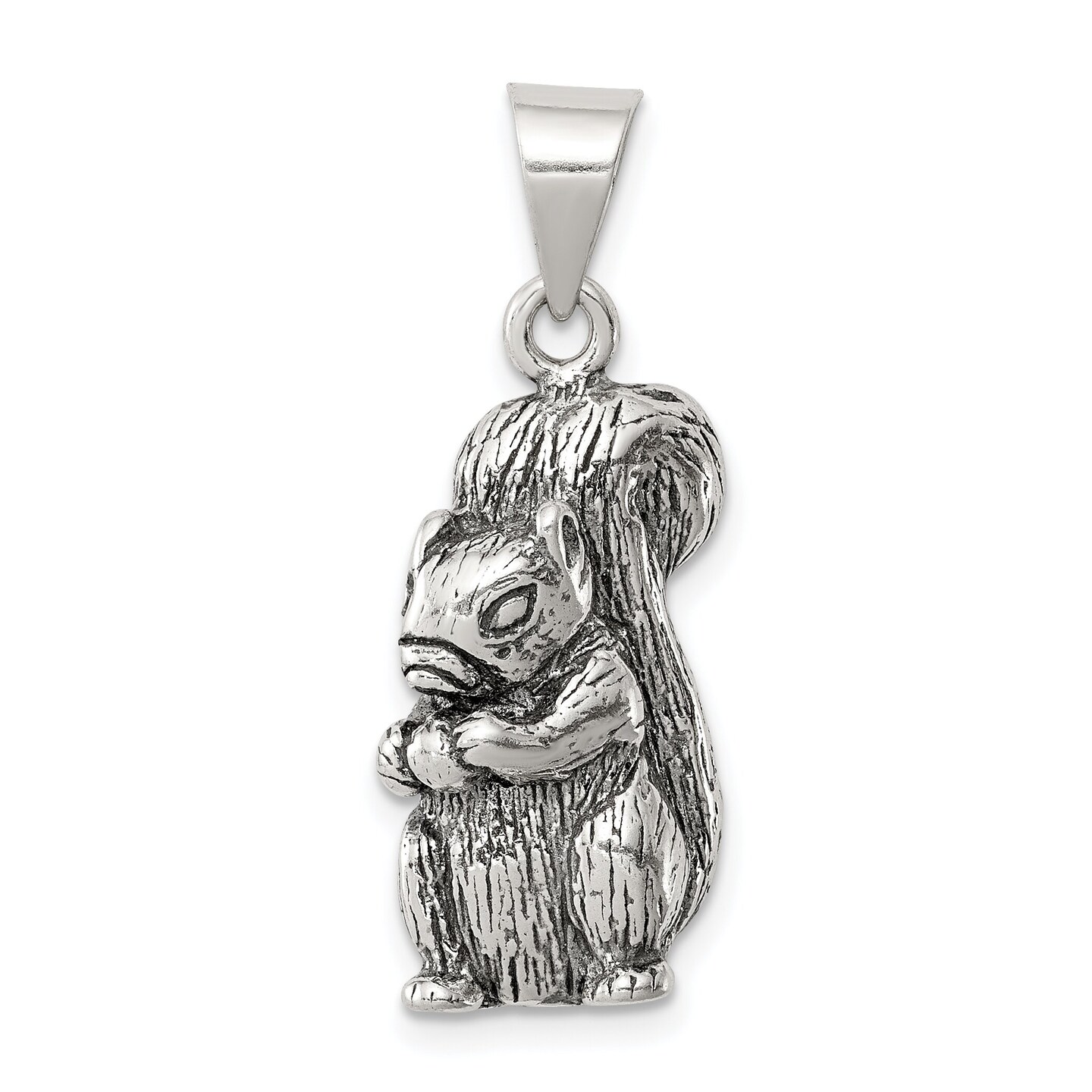 Sterling Silver Antiqued Squirrel Charm Pendant Jewelry 24mm x 10mm