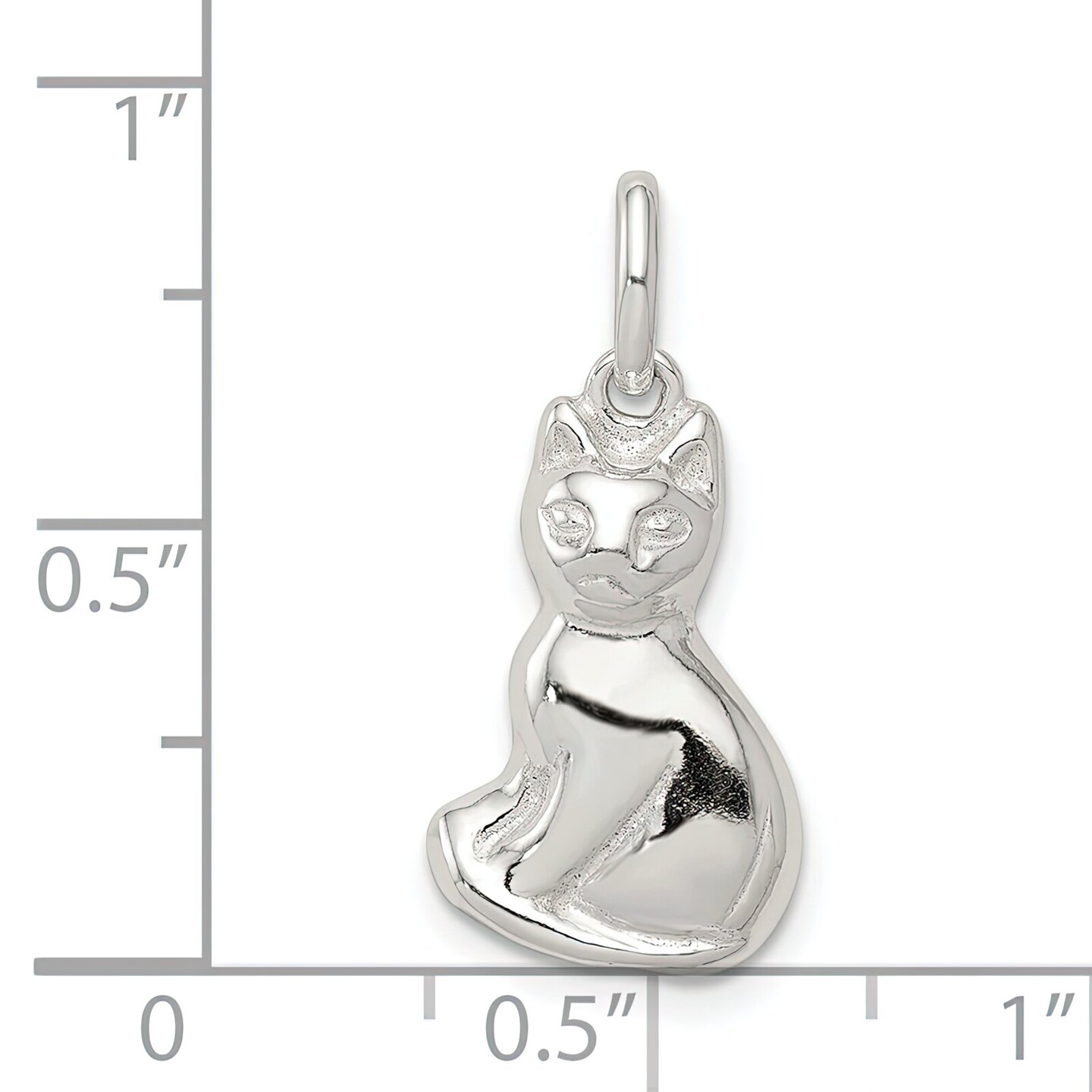 Sterling Silver Cat Charm Pendant Kitty Jewelry 18mm x 11mm
