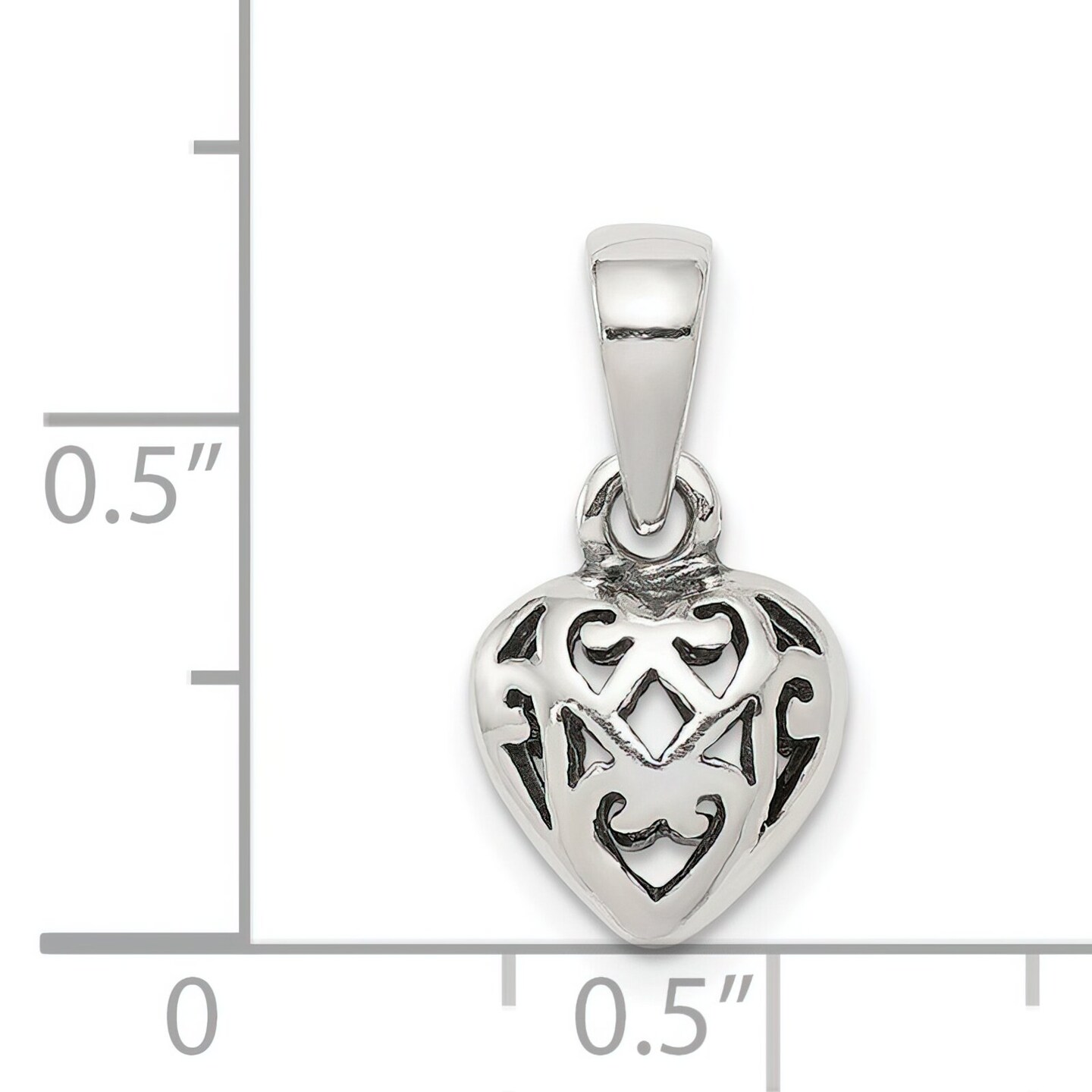 Sterling Silver Antiqued Puff Heart Charm Pendant Jewerly 12mm x 9mm
