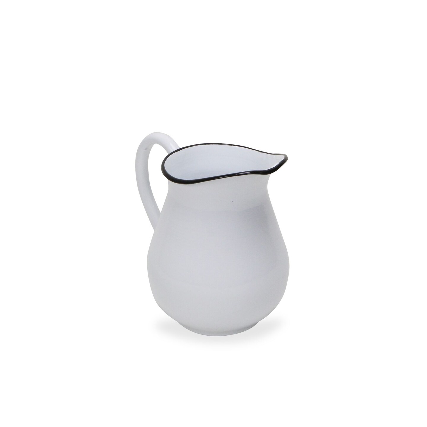 Contemporary Home Living 8.25" White and Black Solid Lacquered Pitcher