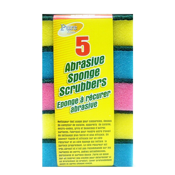 Purest  -Kleen Abrasive Sponge Scrubbers (5 in 1 Pack)
