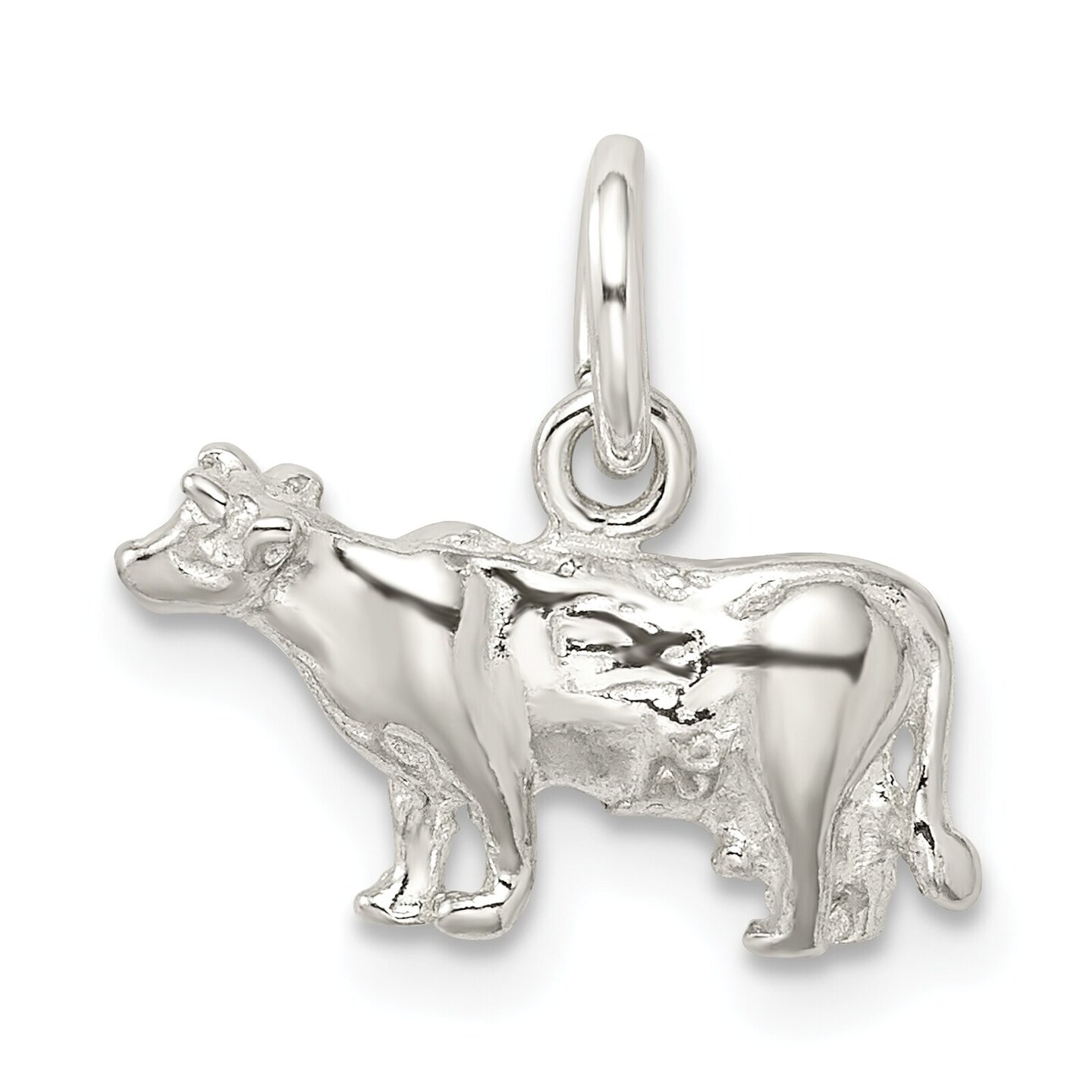 Sterling Silver Cow Charm Pendant Farm Animal Jewelry 15mm x 16mm