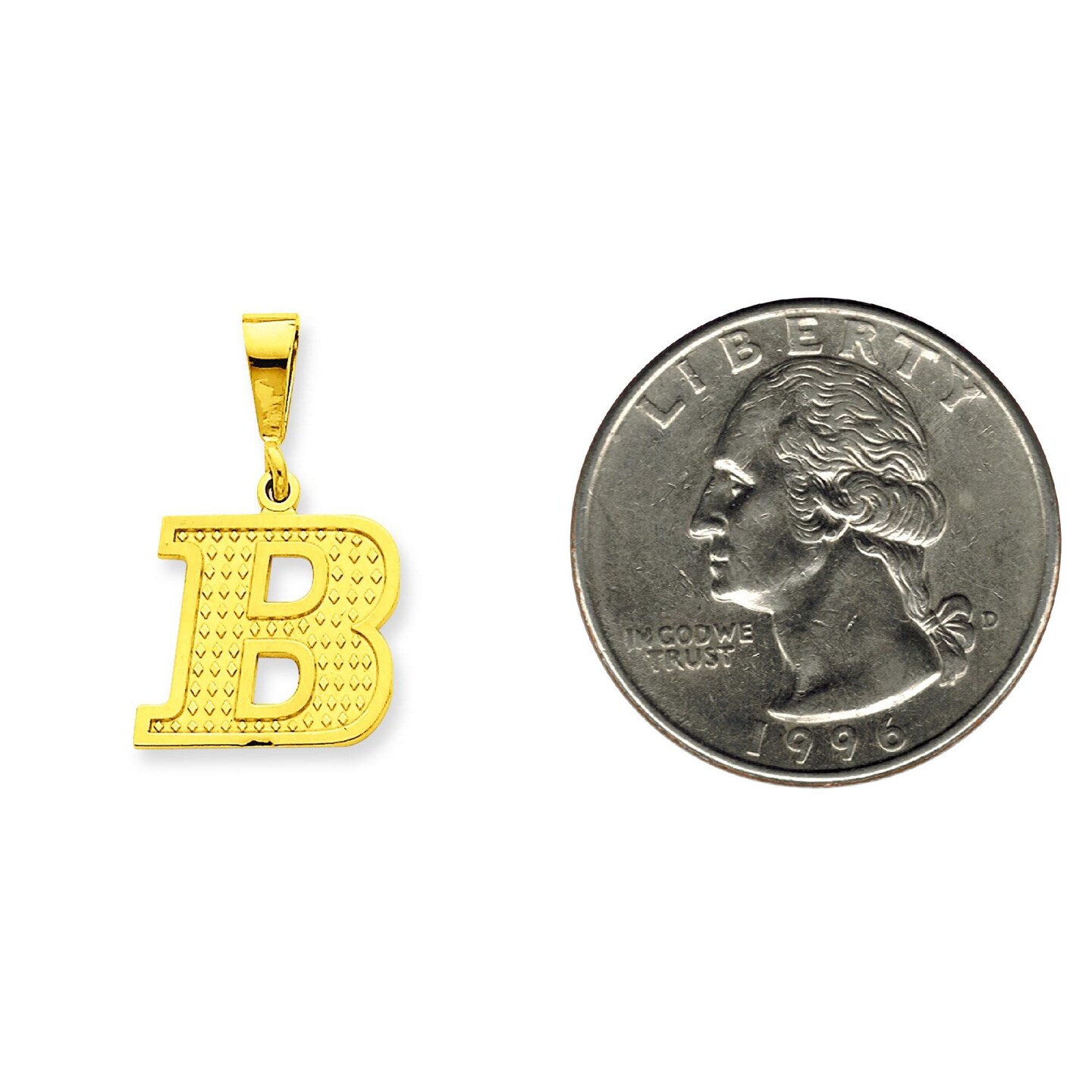 14K Yellow Gold Initial B Charm Letter Pendant Jewelry 26mm x 15mm