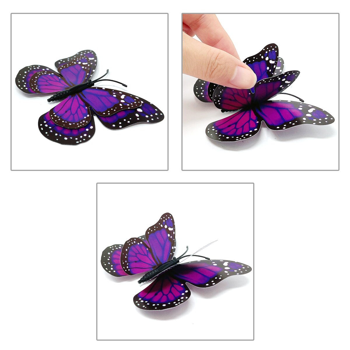 Wrapables 3D Double Wings Butterfly Decorative Wall Decor Stickers, Decals for Bedroom (24 pcs)