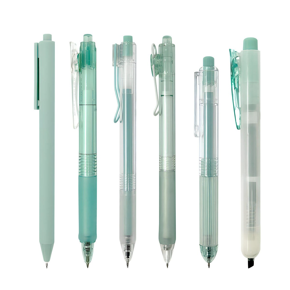 Wrapables Retractable Rollerball Pens and Highlighter Set, 0.5mm Black Gel Ink Pens for Home, Office, Stationery (Set of 6)