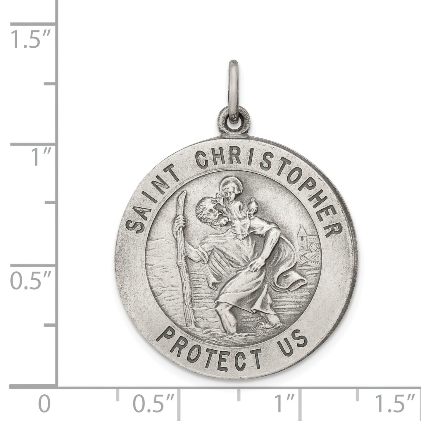 Sterling Silver Saint Christopher Round Medal