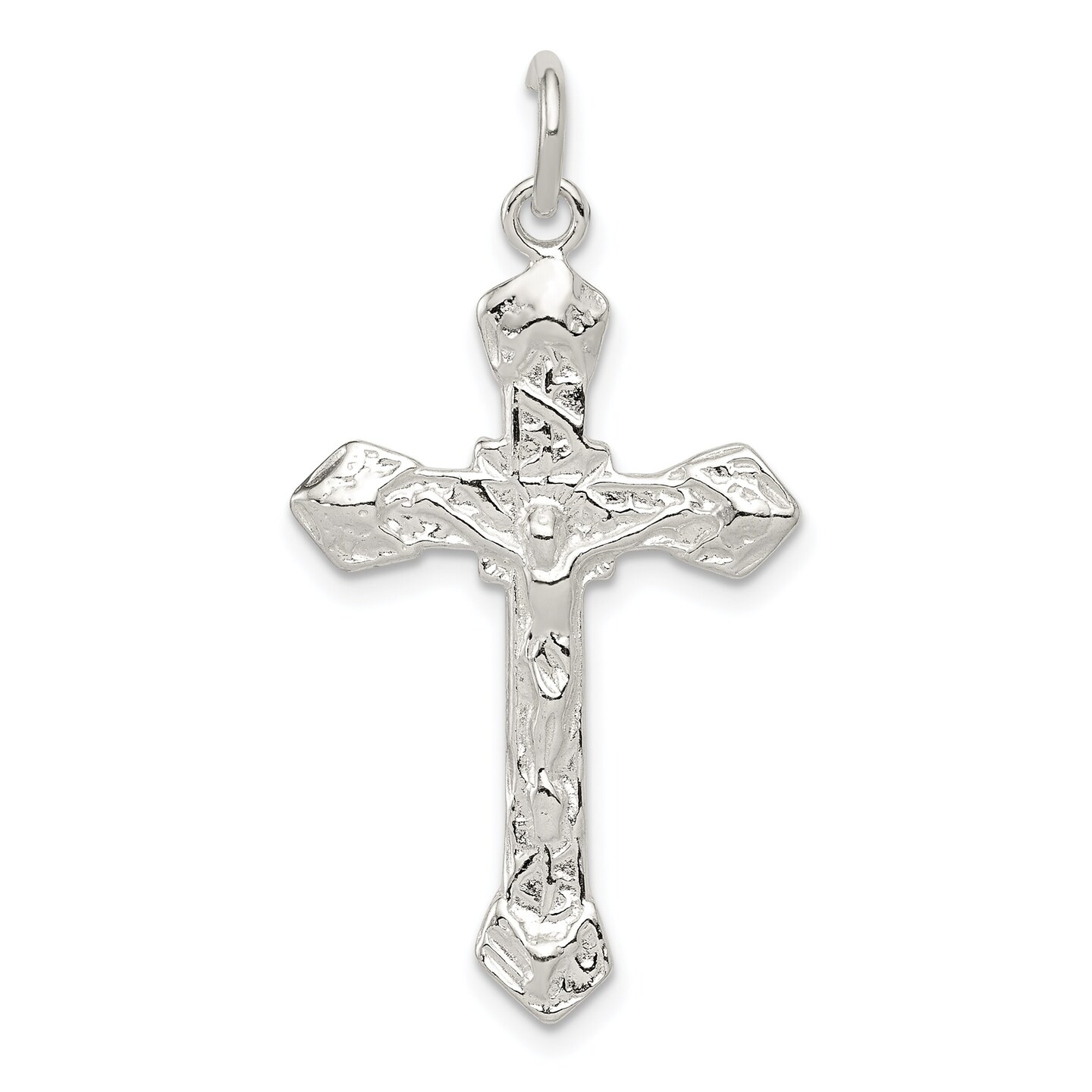 Sterling Silver Crucifix Charm Religious Jewelry 37mm x 20mm