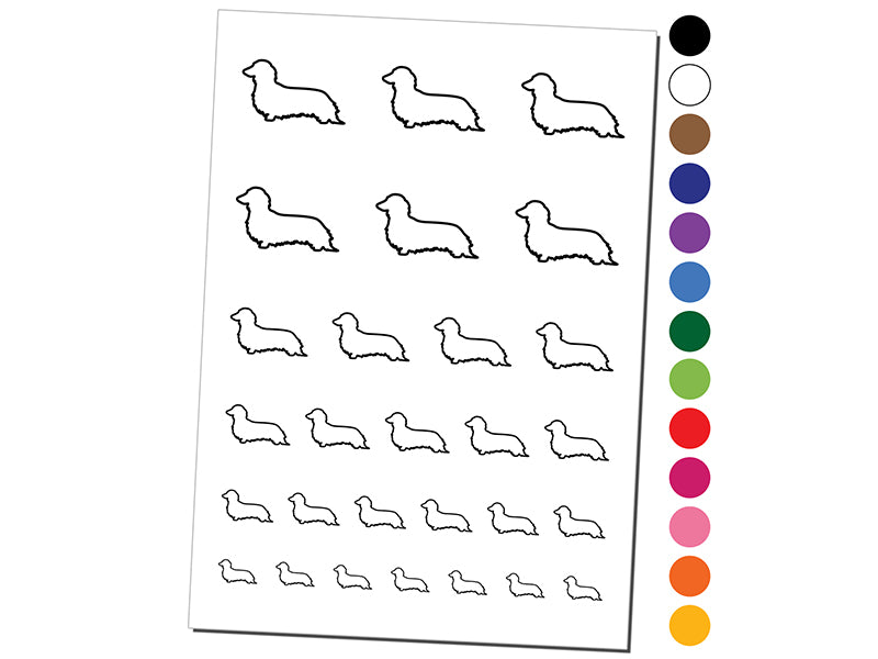 Long Haired Dachshund Dog Outline Temporary Tattoo Water Resistant Fake Body Art Set Collection