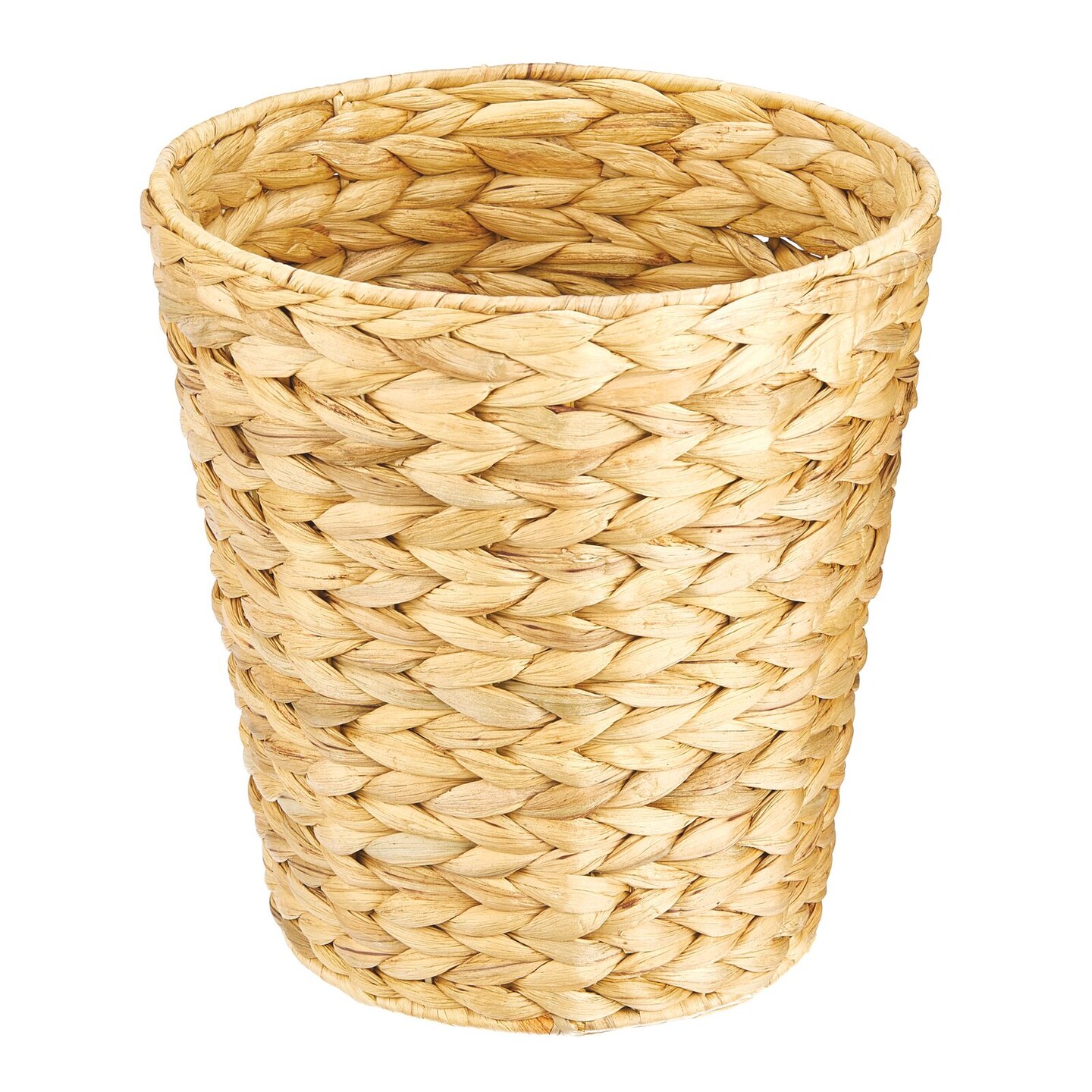 mDesign Hyacinth Round Boho Woven Garbage Wastebasket Trash Can