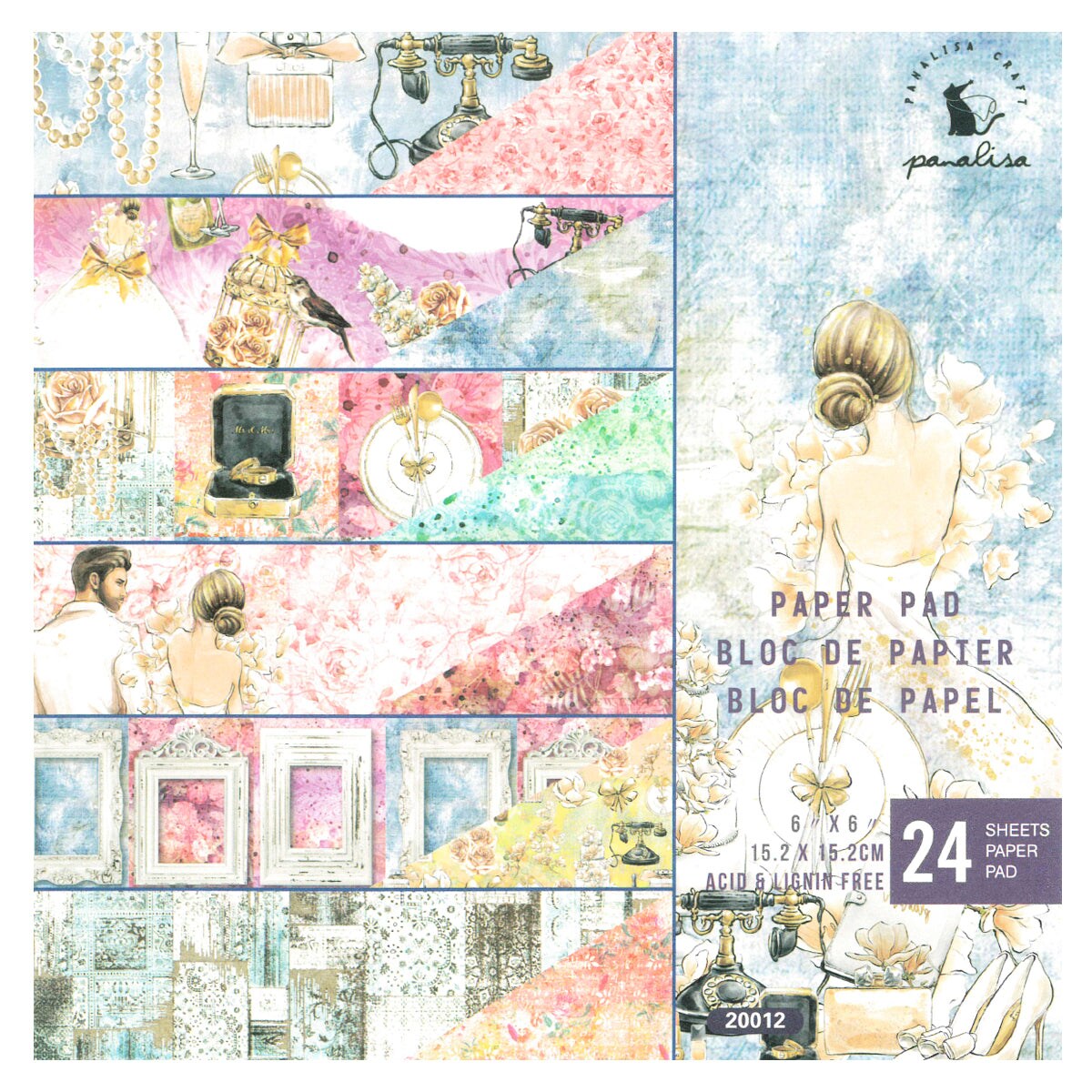 Wrapables 6x6 Decorative Single-Sided Scrapbook Paper for Arts & Crafts Projects, Scrapbooking, Card-Making