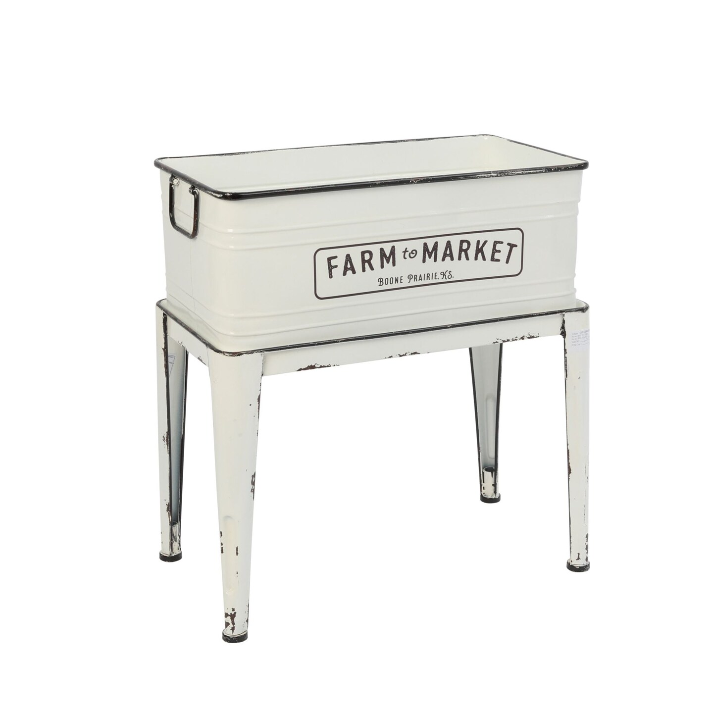 Contemporary Home Living 23&#x22; White and Black &#x22;FARM to MARKET&#x22; Rectangular Outdoor Planter