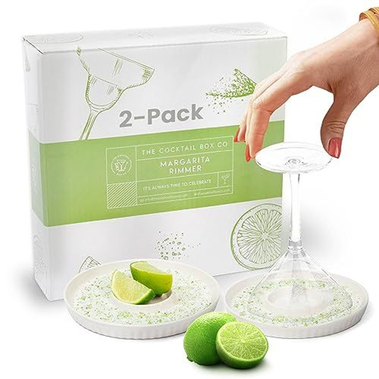 The Cocktail Box Co. Ceramic Margarita Salt Rimmer Set of 2, Premium Rimmer for Drinks, Salt Rimmer for Cocktails, Sugar Rimmer for Cocktails, Margarita Rimmer Set for Home Bars and Parties