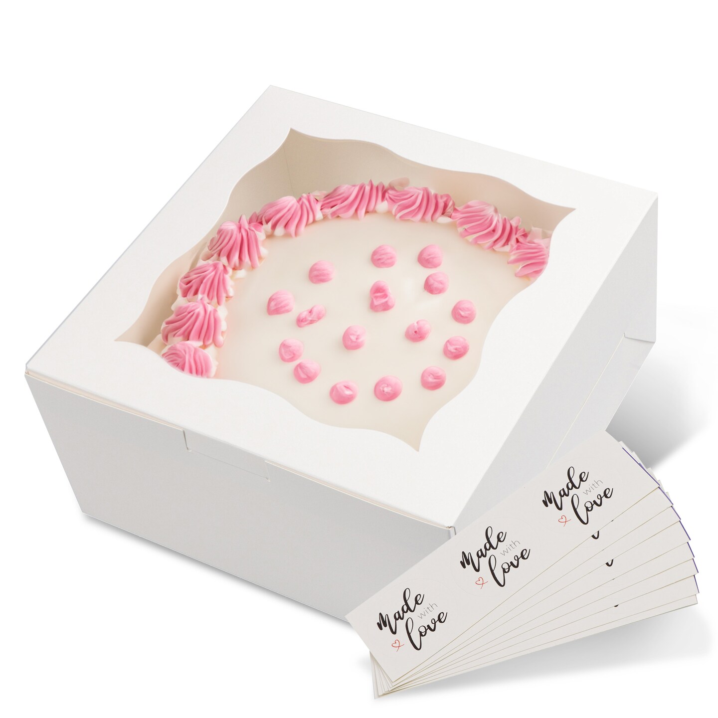 Spec101 10x10x5 Square Cake Boxes With Window – 10-Pack, White Bakery Boxes