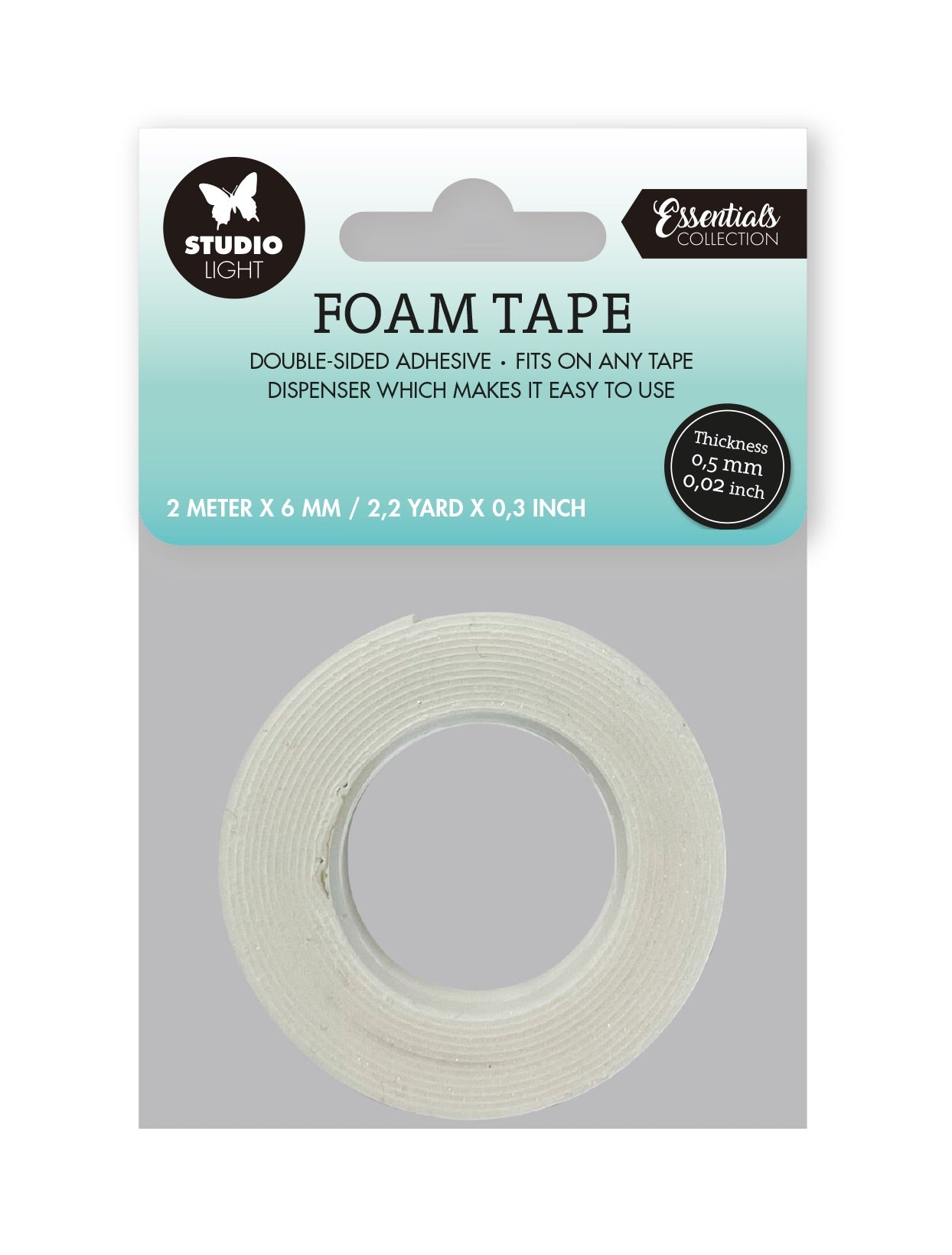 Studio Light SL Doublesided Foam Tape 0.5mm Thick - 0.6mm Wide Essential Tools 55x55x0.6mm 2 MT nr.01