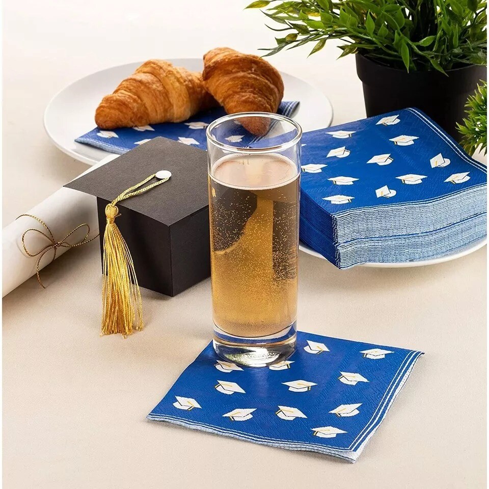 100 Pack Graduation Caps Cocktail Napkins